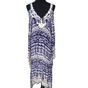 NWT Azul Angel | One Size | Flowey Boho Dress Kimono Embroidered Women's Blue
